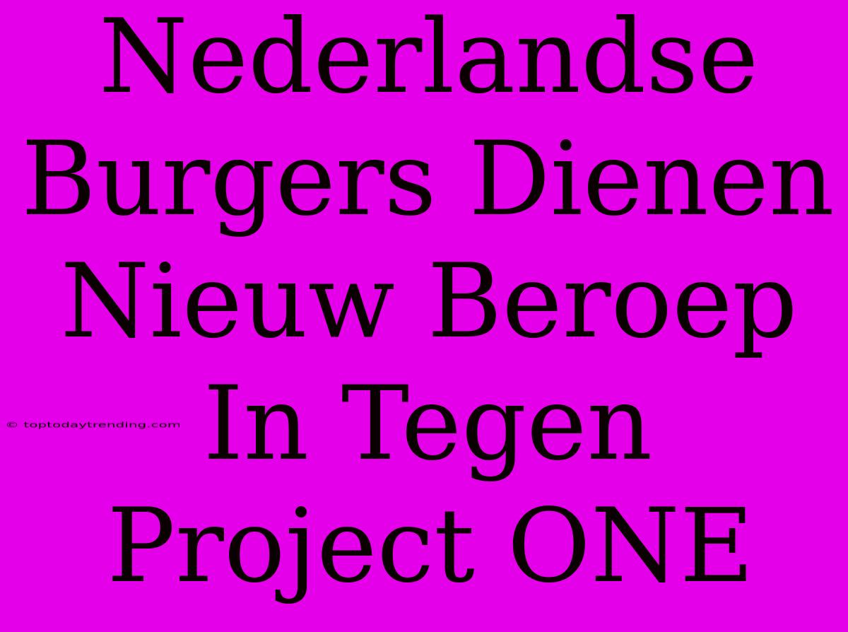 Nederlandse Burgers Dienen Nieuw Beroep In Tegen Project ONE