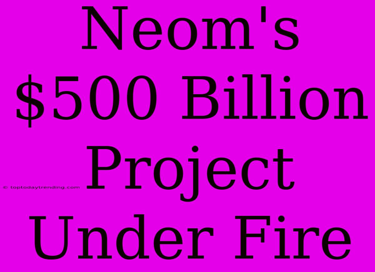 Neom's $500 Billion Project Under Fire