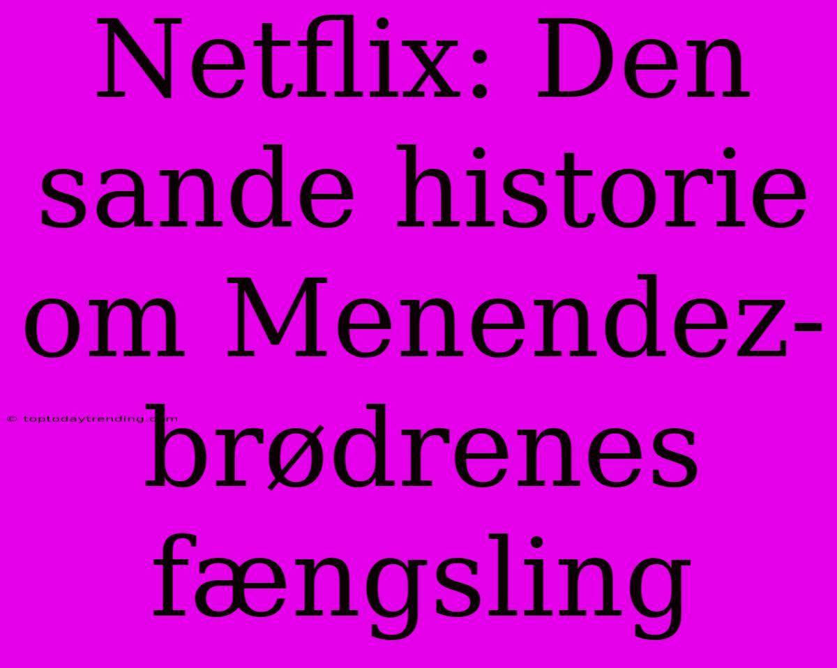 Netflix: Den Sande Historie Om Menendez-brødrenes Fængsling