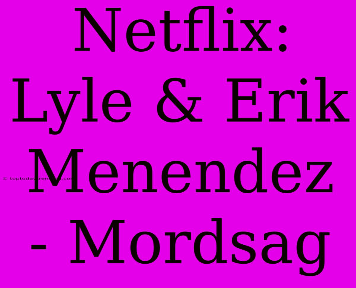 Netflix: Lyle & Erik Menendez - Mordsag