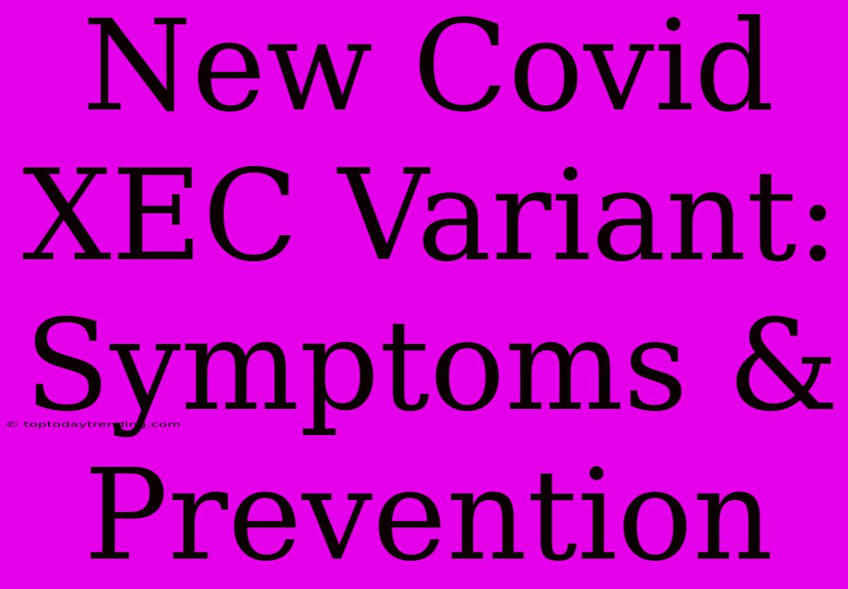 New Covid XEC Variant: Symptoms & Prevention