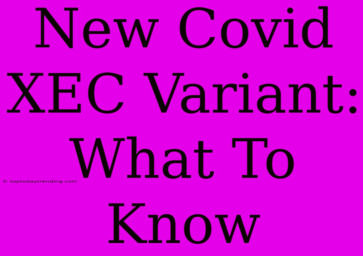 New Covid XEC Variant: What To Know