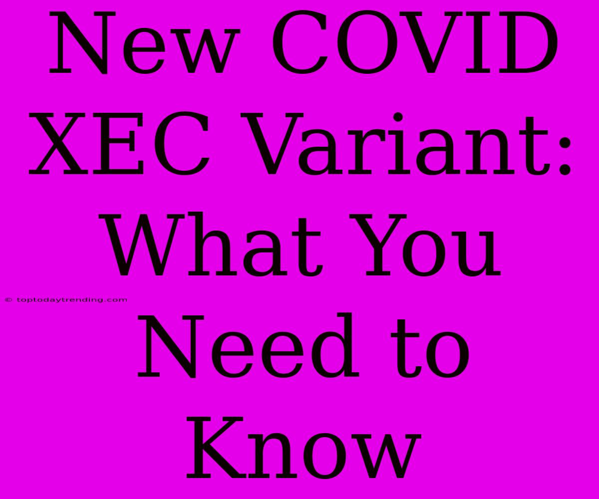 New COVID XEC Variant: What You Need To Know