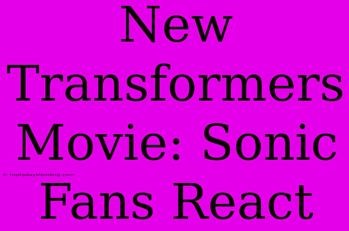 New Transformers Movie: Sonic Fans React