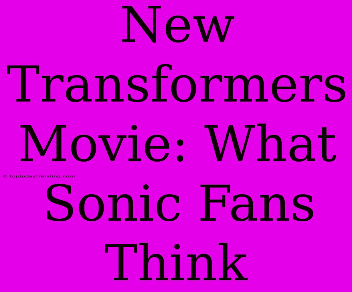 New Transformers Movie: What Sonic Fans Think