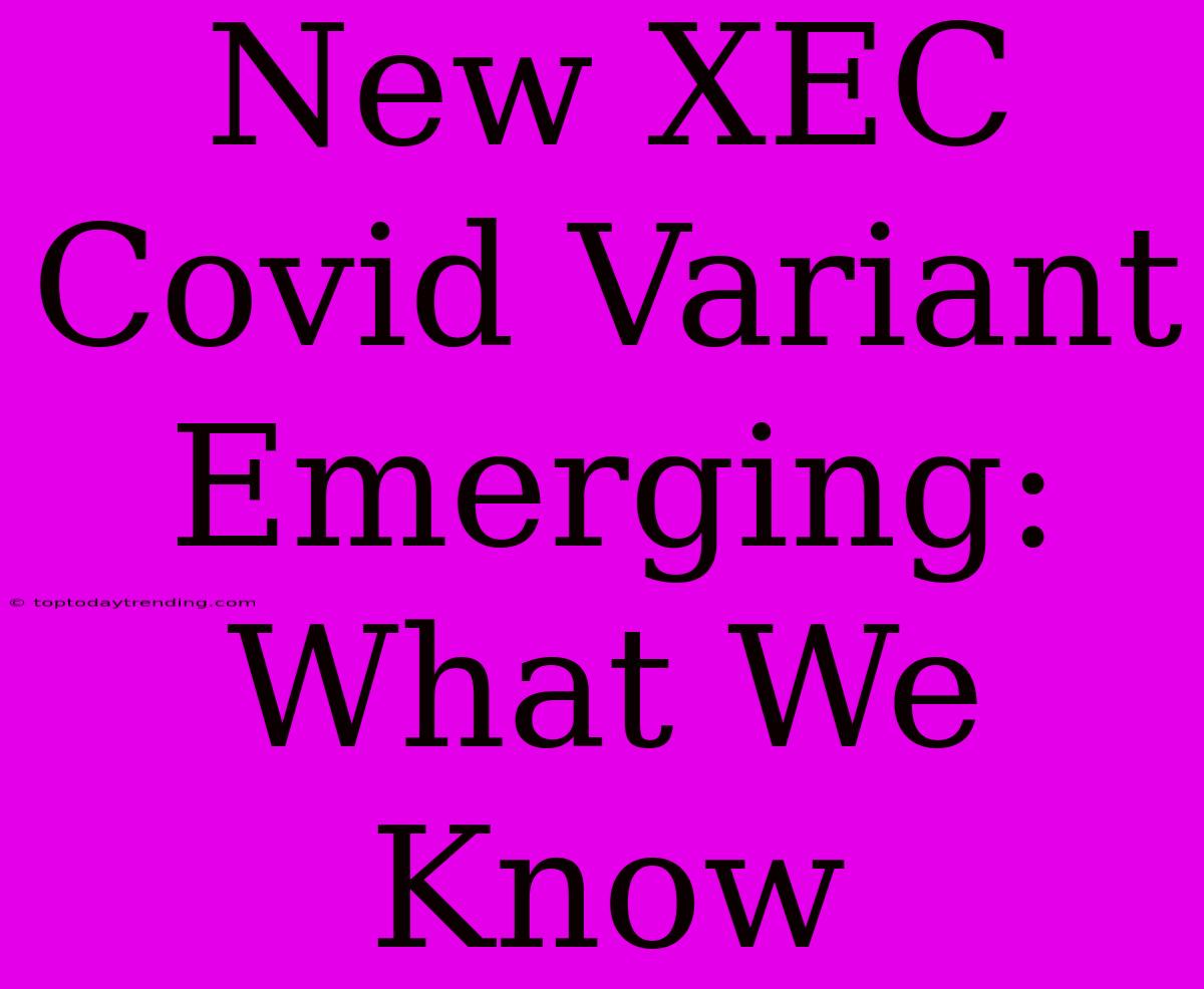 New XEC Covid Variant Emerging: What We Know