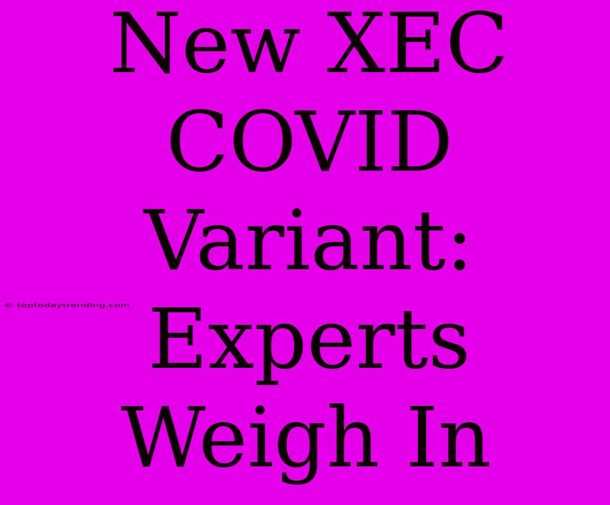 New XEC COVID Variant: Experts Weigh In