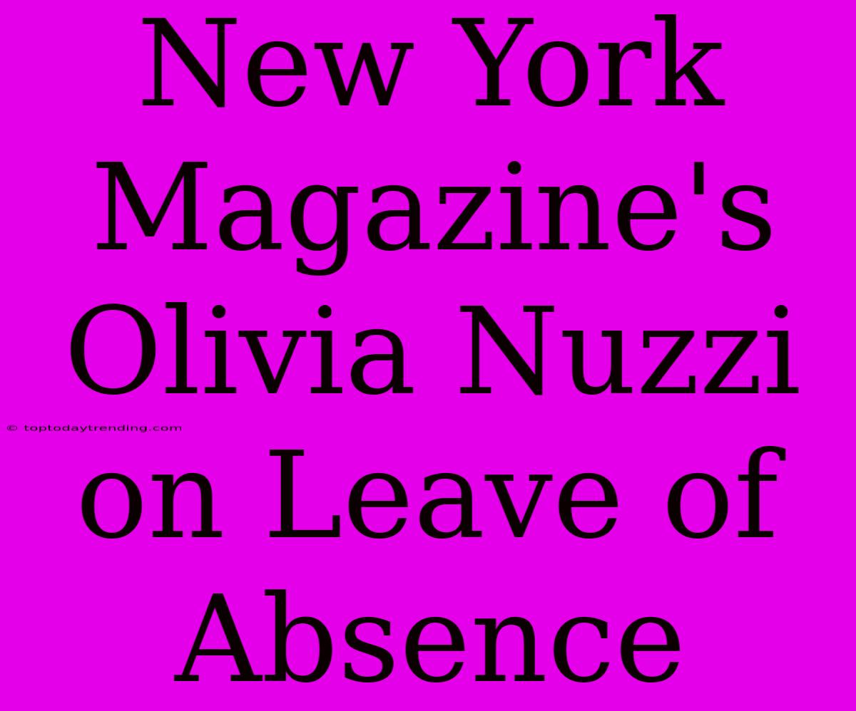 New York Magazine's Olivia Nuzzi On Leave Of Absence