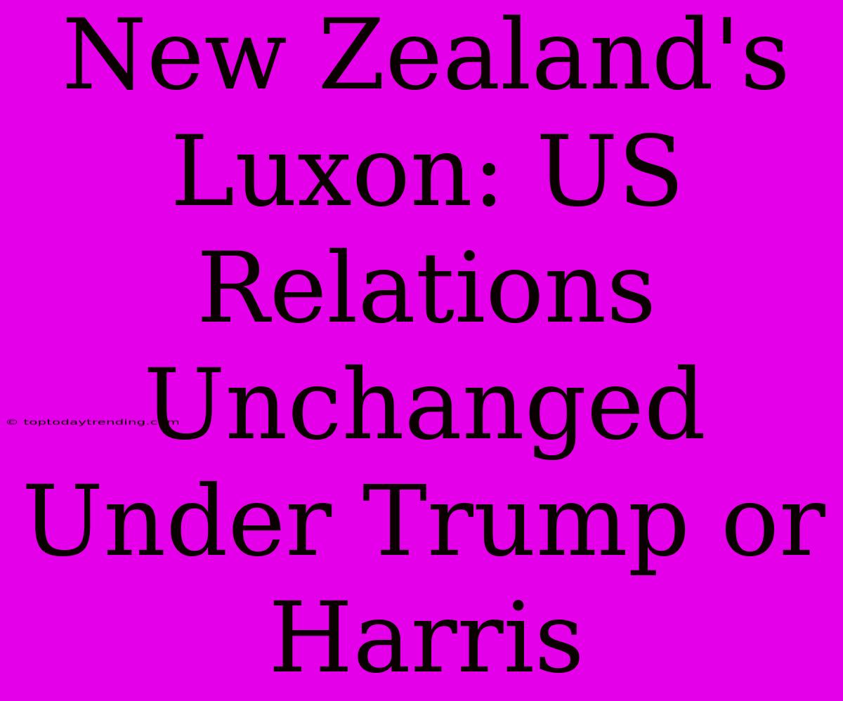 New Zealand's Luxon: US Relations Unchanged Under Trump Or Harris