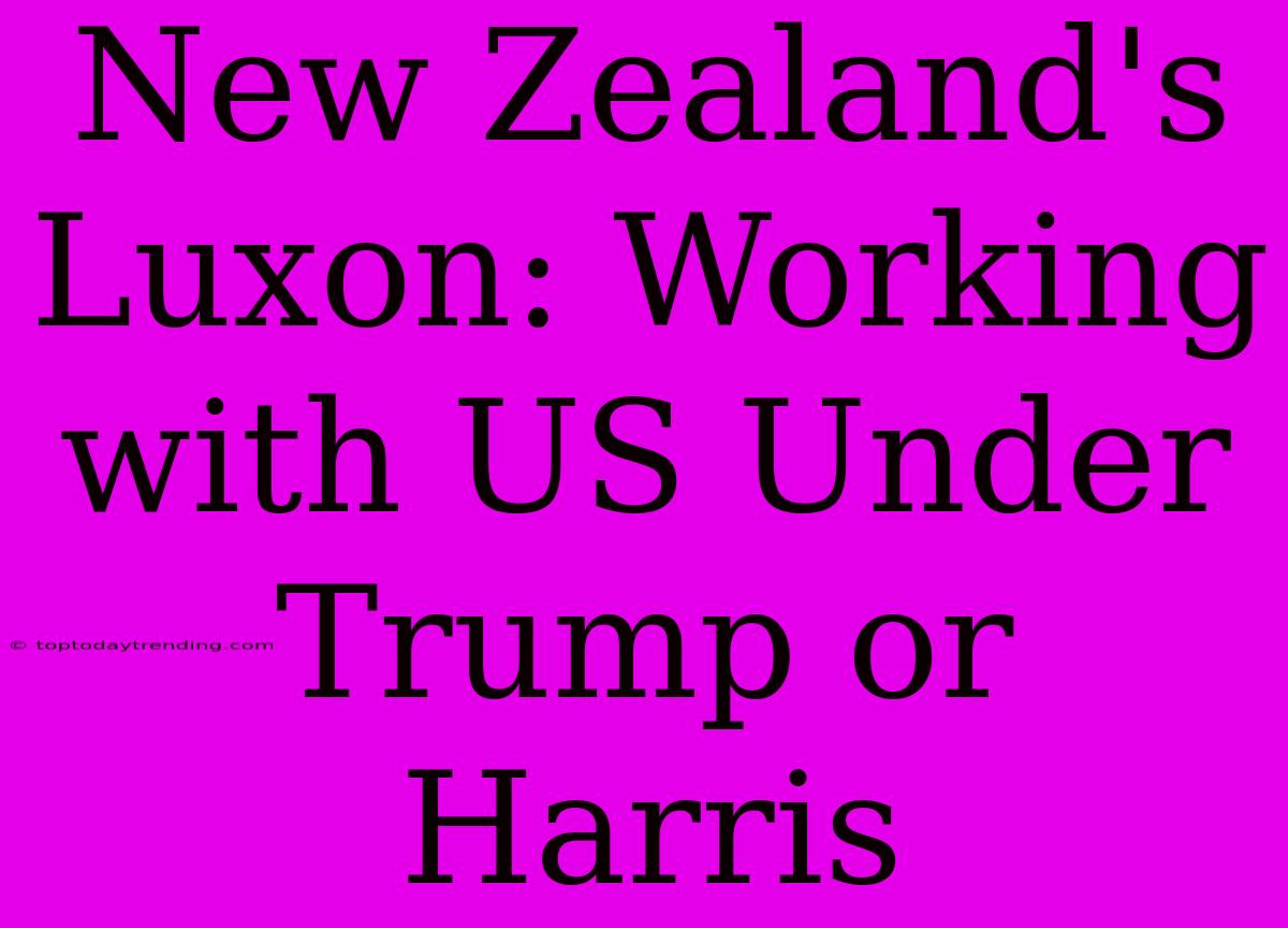 New Zealand's Luxon: Working With US Under Trump Or Harris