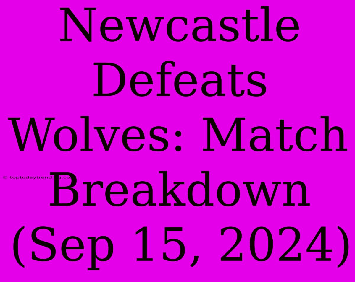 Newcastle Defeats Wolves: Match Breakdown (Sep 15, 2024)