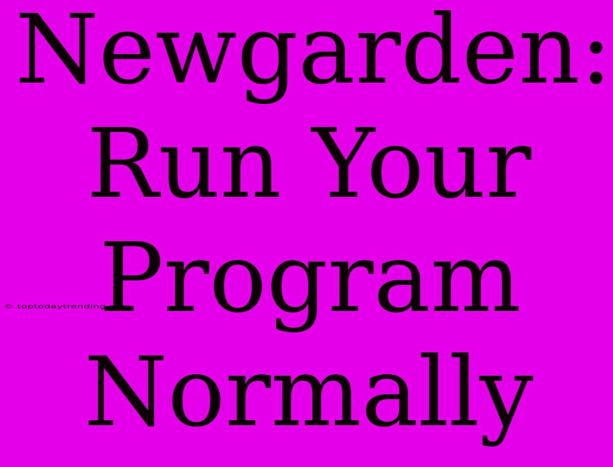 Newgarden: Run Your Program Normally