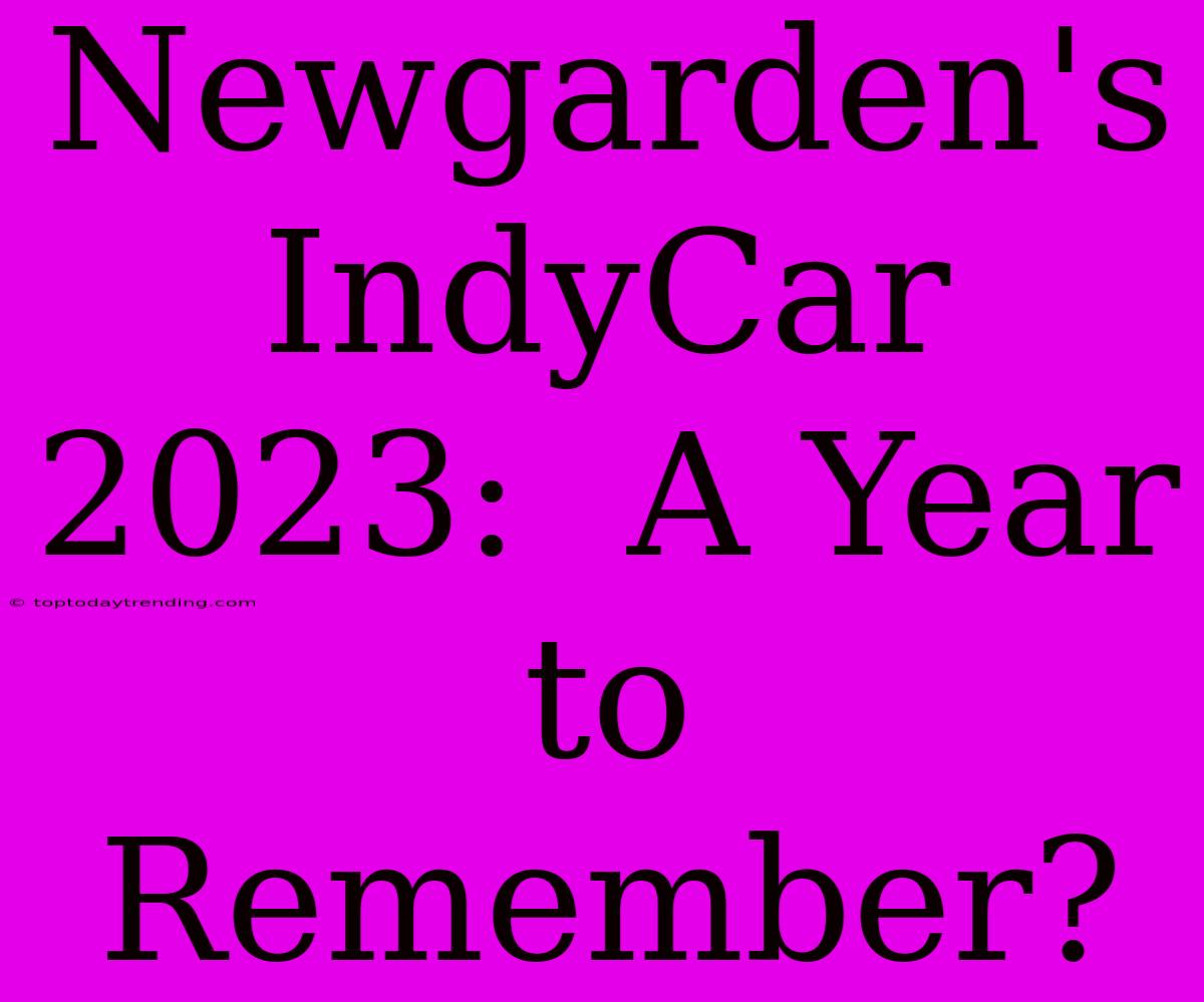 Newgarden's IndyCar 2023:  A Year To Remember?