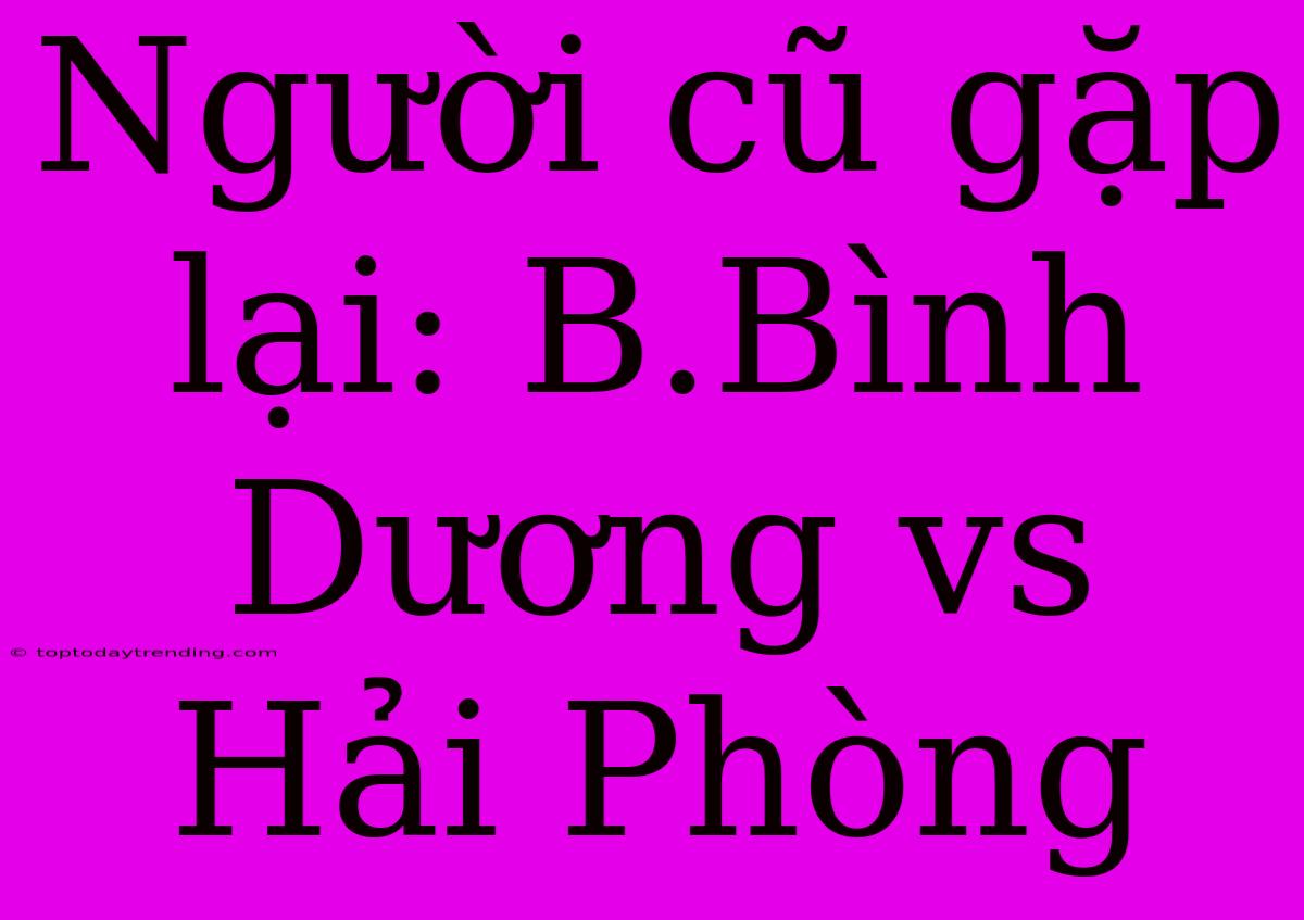 Người Cũ Gặp Lại: B.Bình Dương Vs Hải Phòng