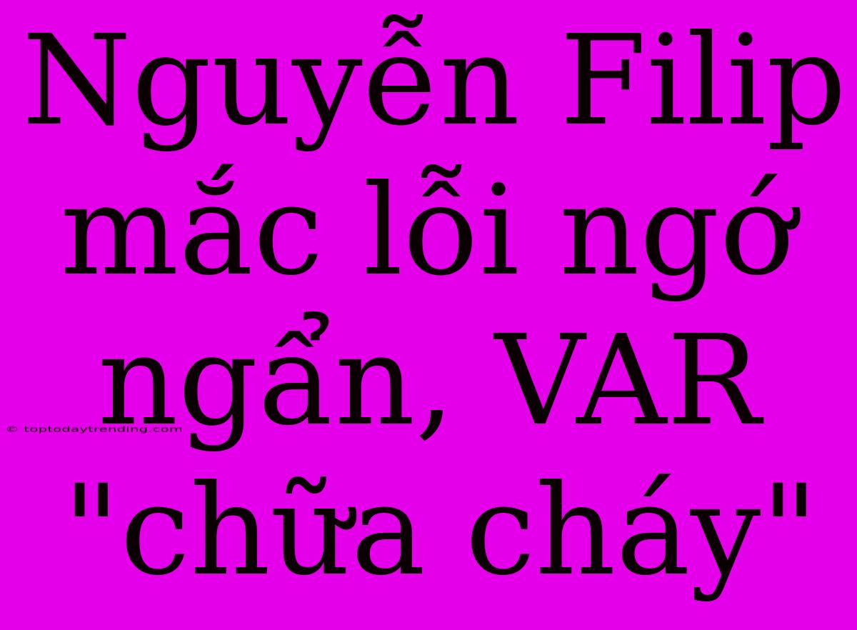 Nguyễn Filip Mắc Lỗi Ngớ Ngẩn, VAR 