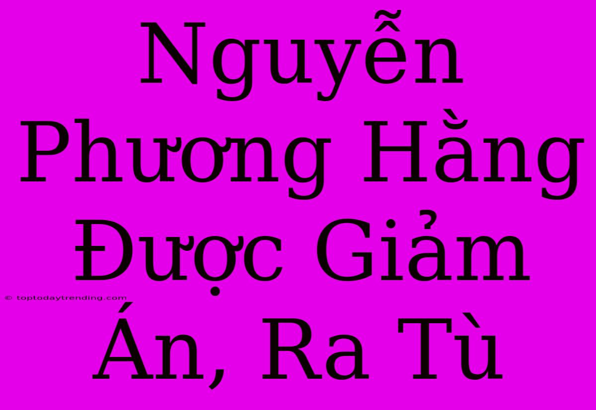 Nguyễn Phương Hằng Được Giảm Án, Ra Tù