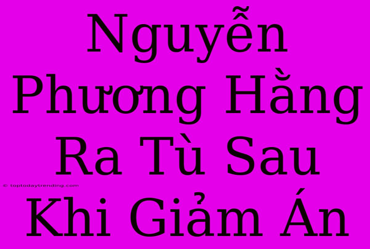 Nguyễn Phương Hằng Ra Tù Sau Khi Giảm Án