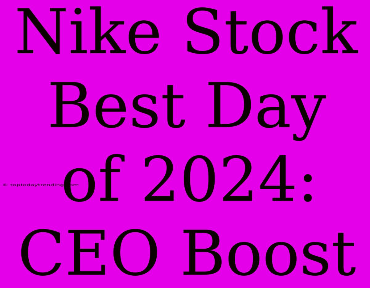 Nike Stock Best Day Of 2024: CEO Boost