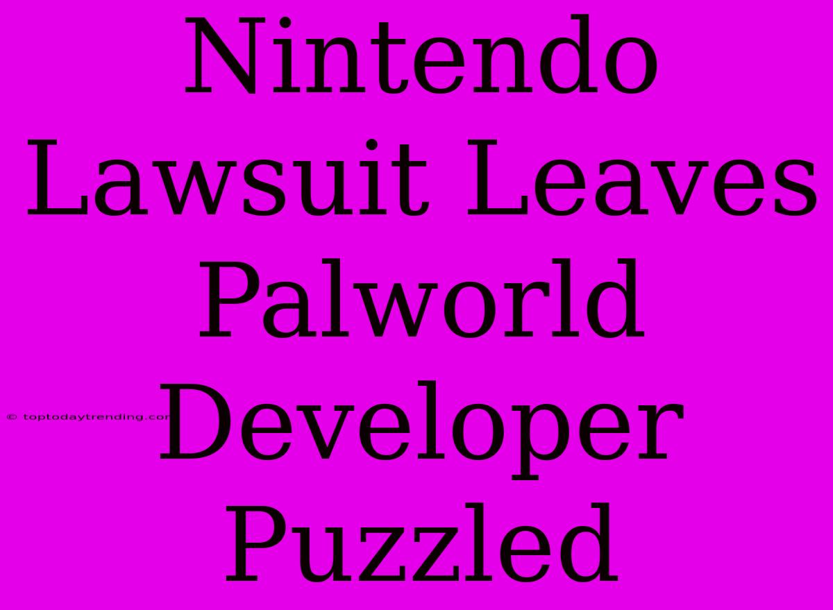 Nintendo Lawsuit Leaves Palworld Developer Puzzled