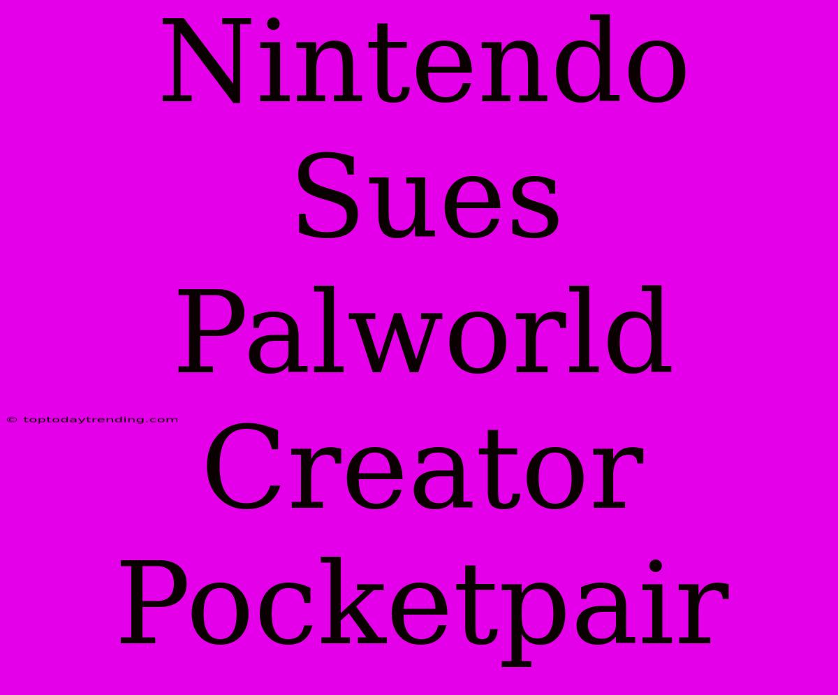 Nintendo Sues Palworld Creator Pocketpair