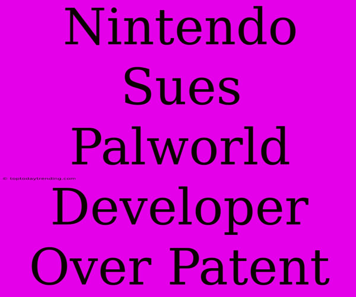 Nintendo Sues Palworld Developer Over Patent