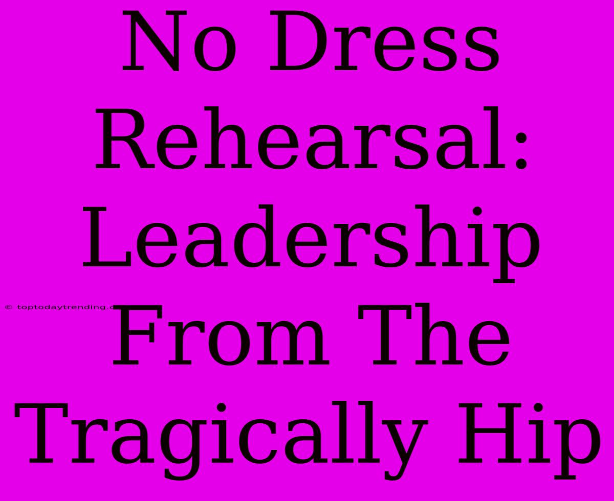 No Dress Rehearsal:  Leadership From The Tragically Hip