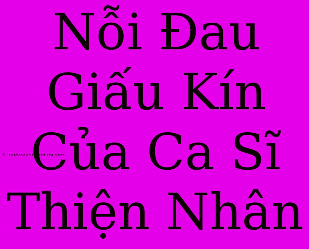 Nỗi Đau Giấu Kín Của Ca Sĩ Thiện Nhân