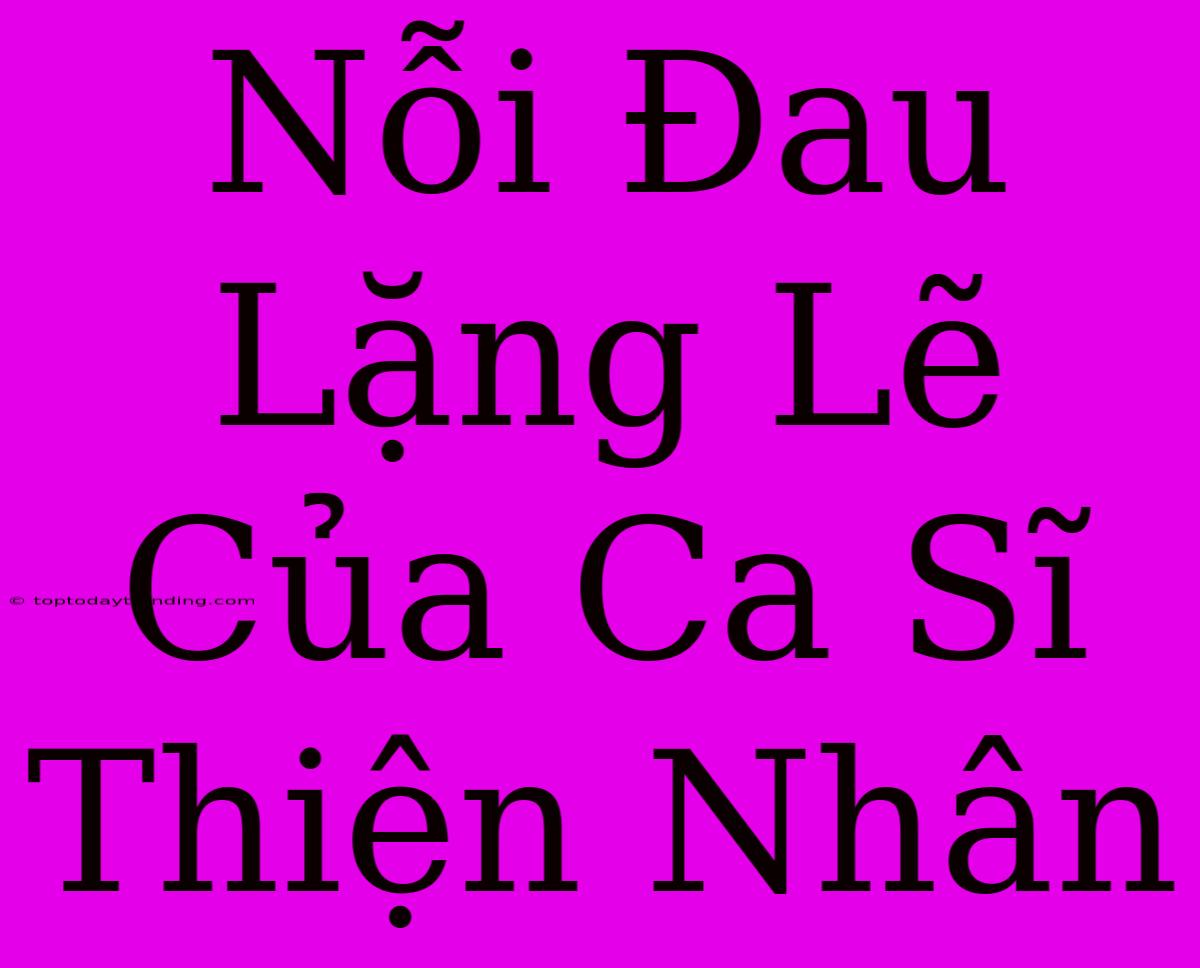 Nỗi Đau Lặng Lẽ Của Ca Sĩ Thiện Nhân