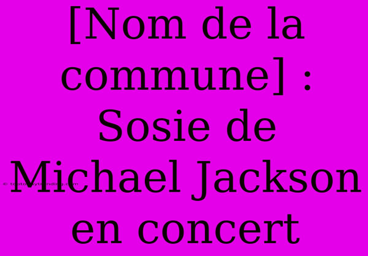 [Nom De La Commune] : Sosie De Michael Jackson En Concert