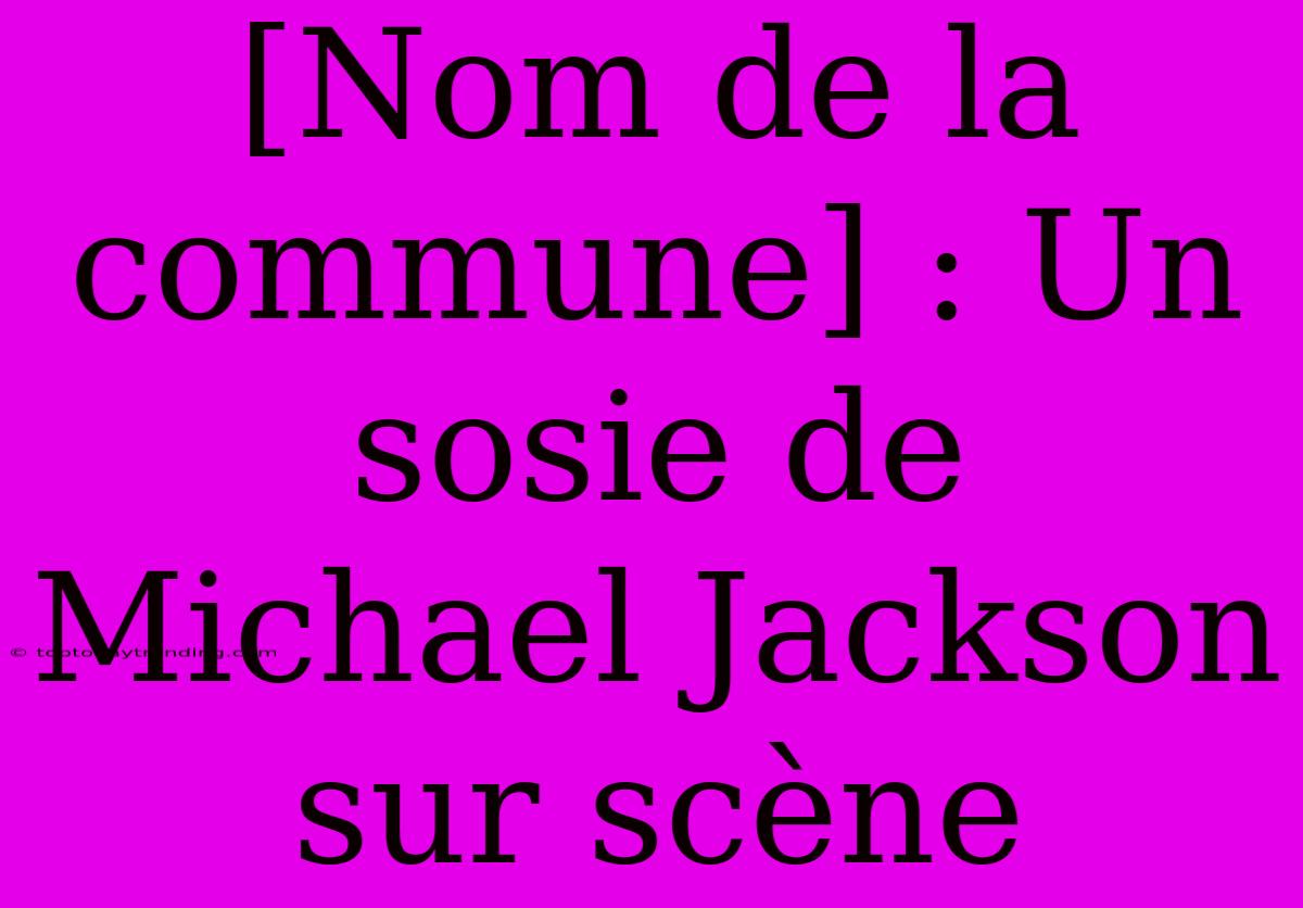 [Nom De La Commune] : Un Sosie De Michael Jackson Sur Scène