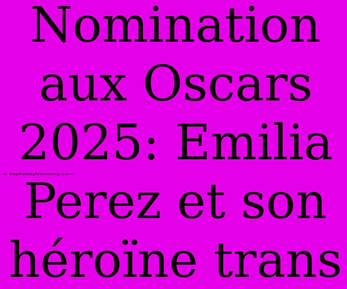 Nomination Aux Oscars 2025: Emilia Perez Et Son Héroïne Trans