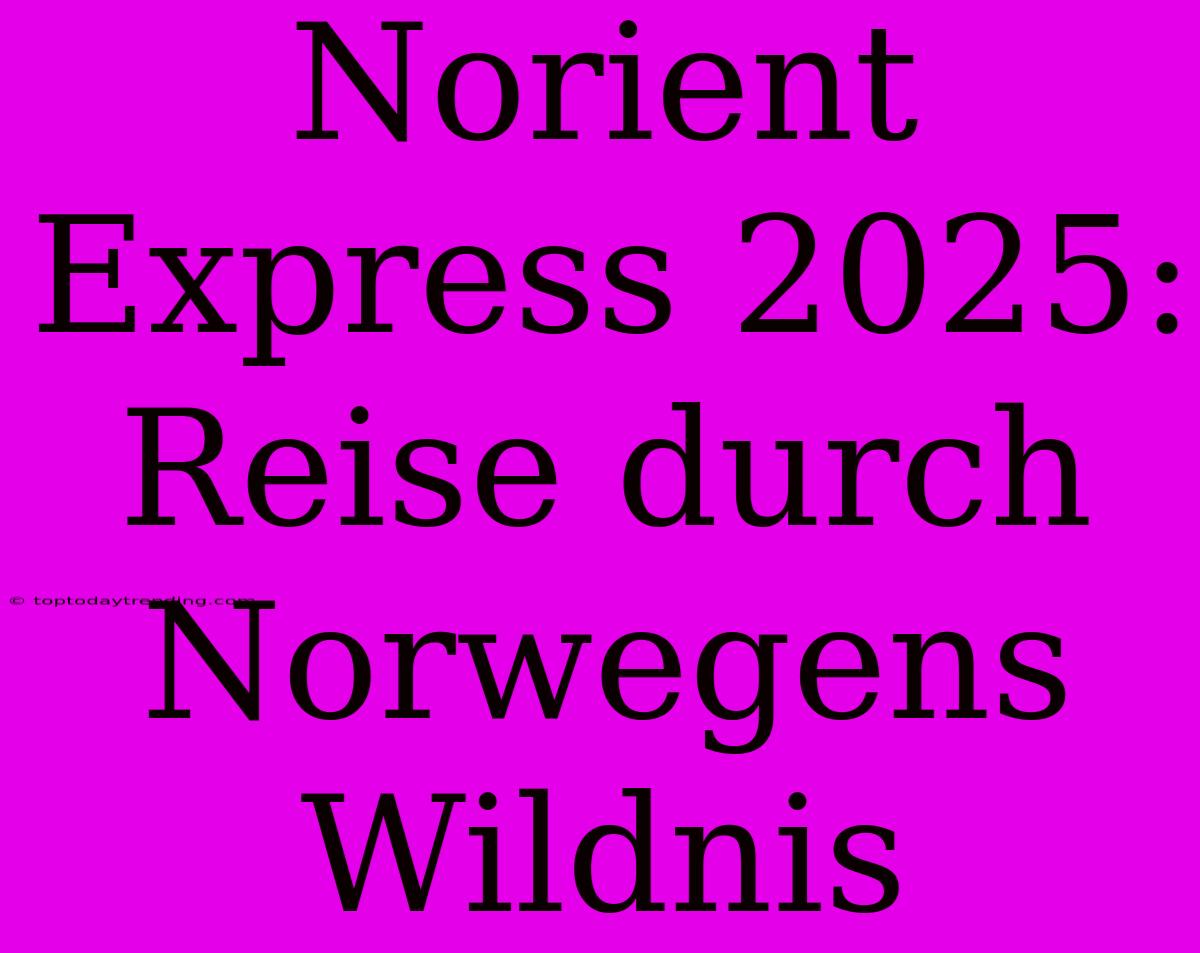 Norient Express 2025: Reise Durch Norwegens Wildnis