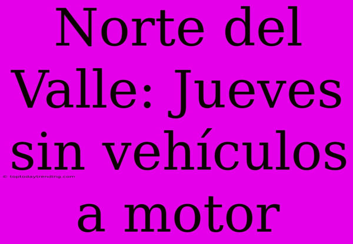 Norte Del Valle: Jueves Sin Vehículos A Motor