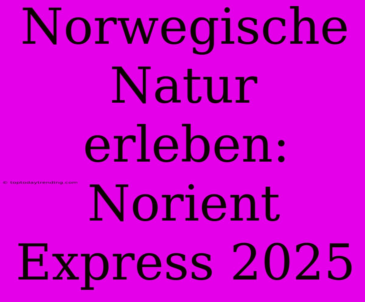 Norwegische Natur Erleben: Norient Express 2025