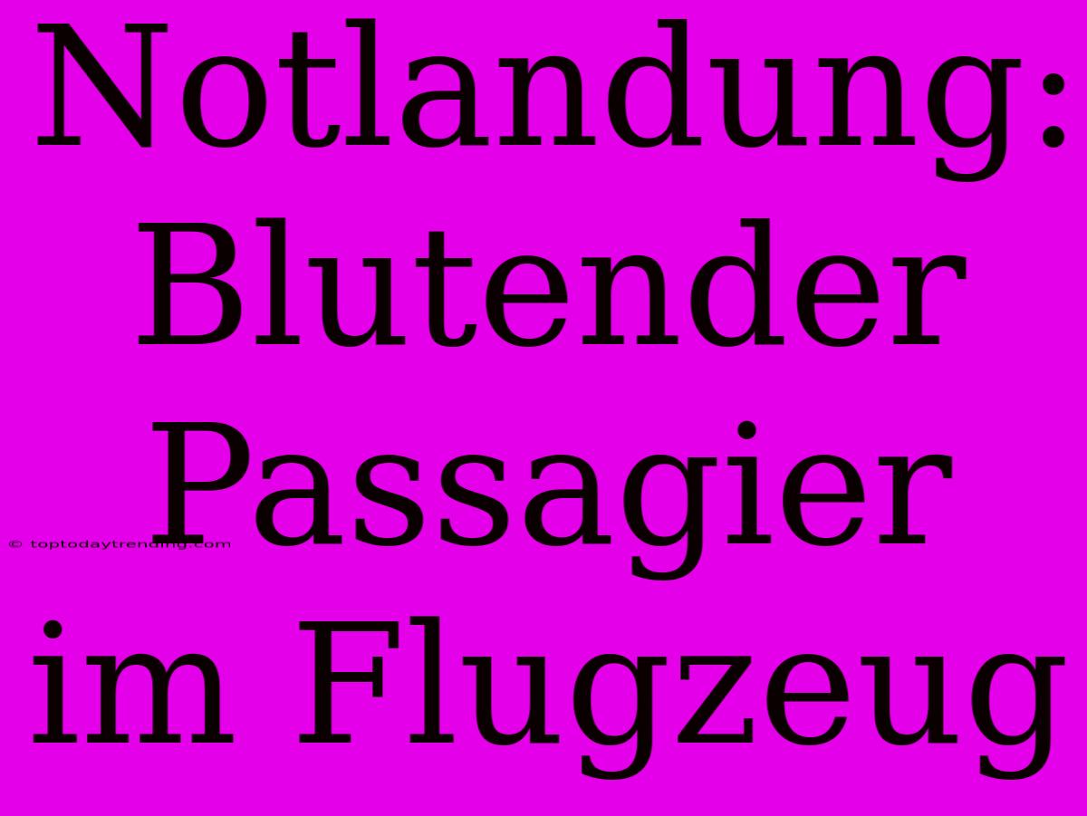 Notlandung: Blutender Passagier Im Flugzeug