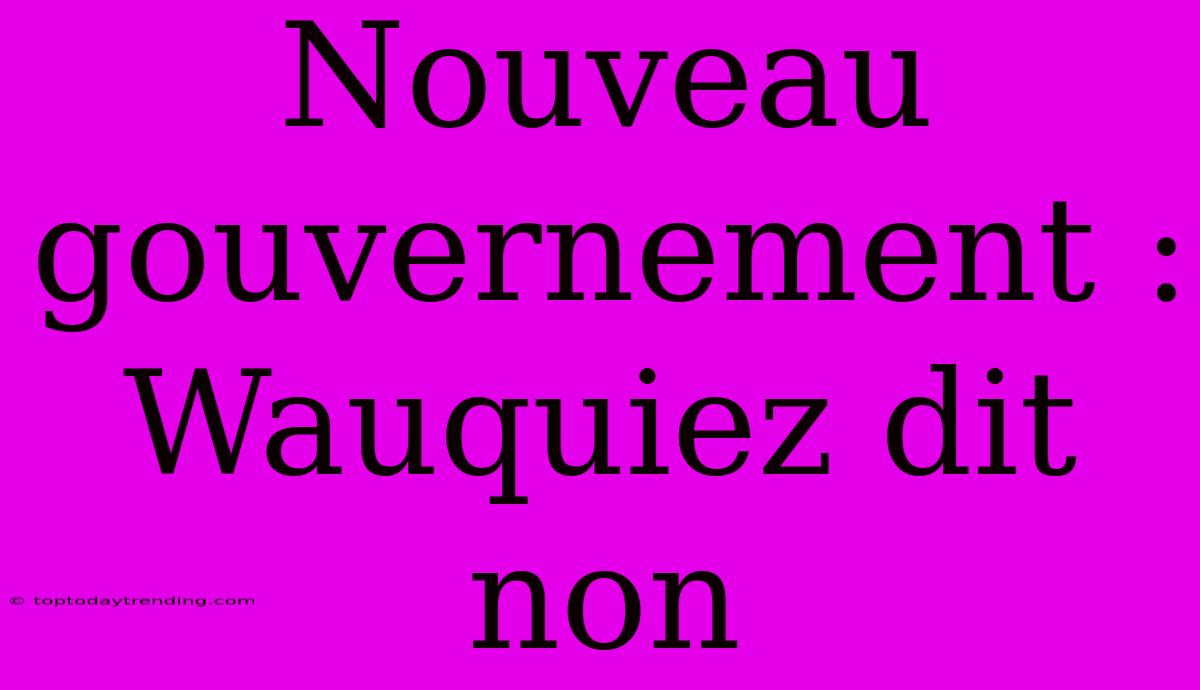 Nouveau Gouvernement : Wauquiez Dit Non