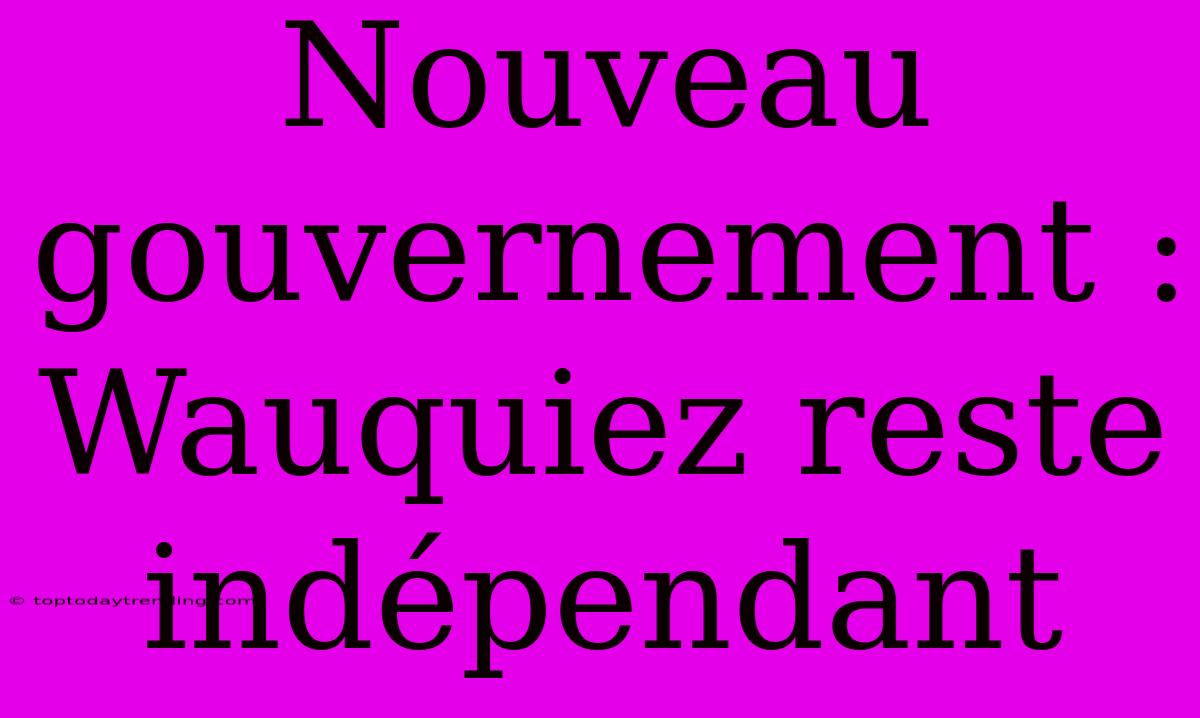 Nouveau Gouvernement : Wauquiez Reste Indépendant