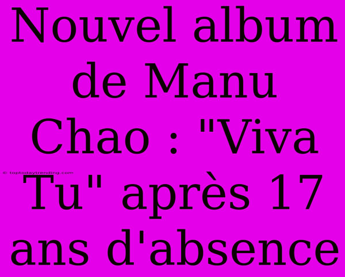 Nouvel Album De Manu Chao : 