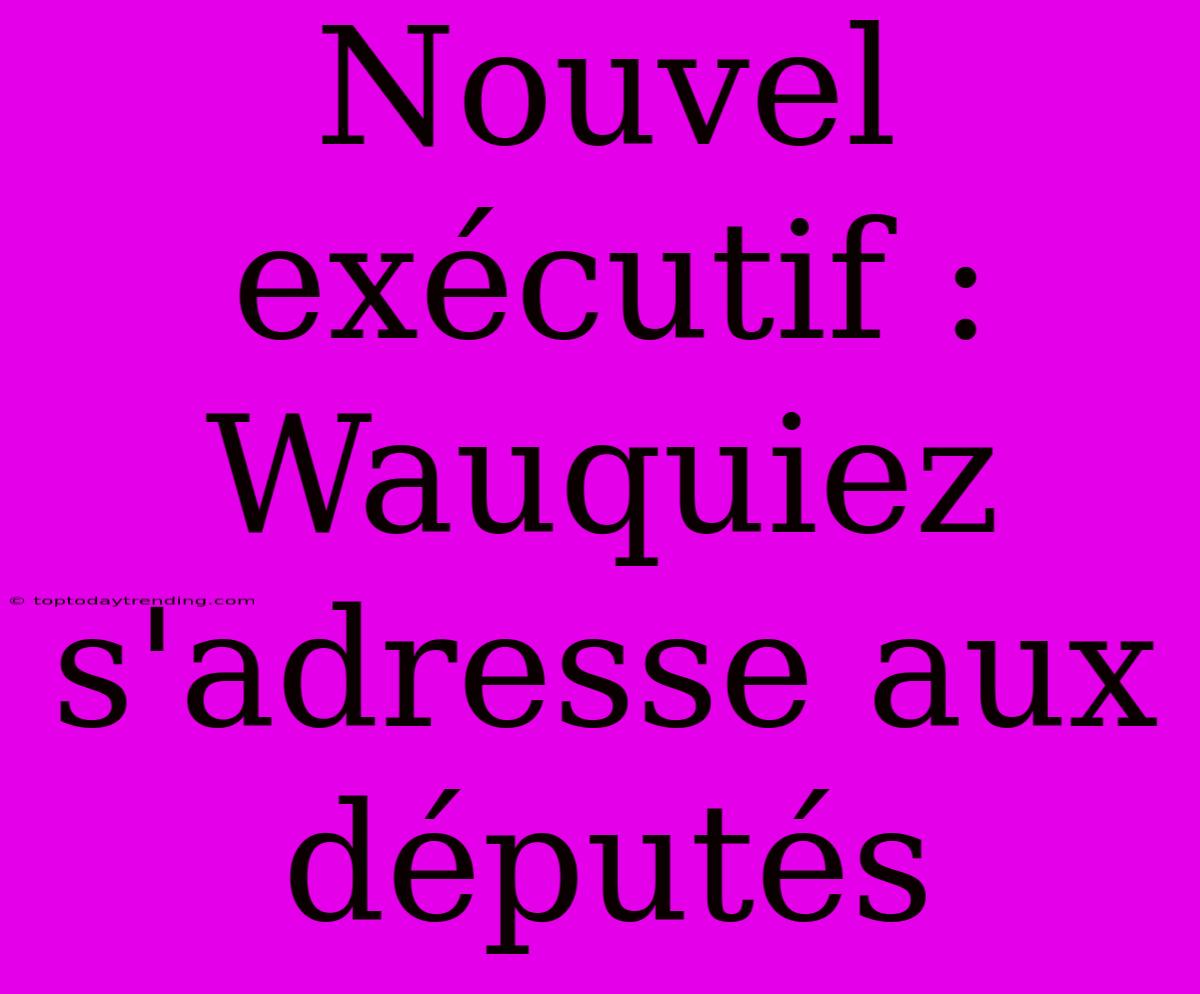 Nouvel Exécutif : Wauquiez S'adresse Aux Députés