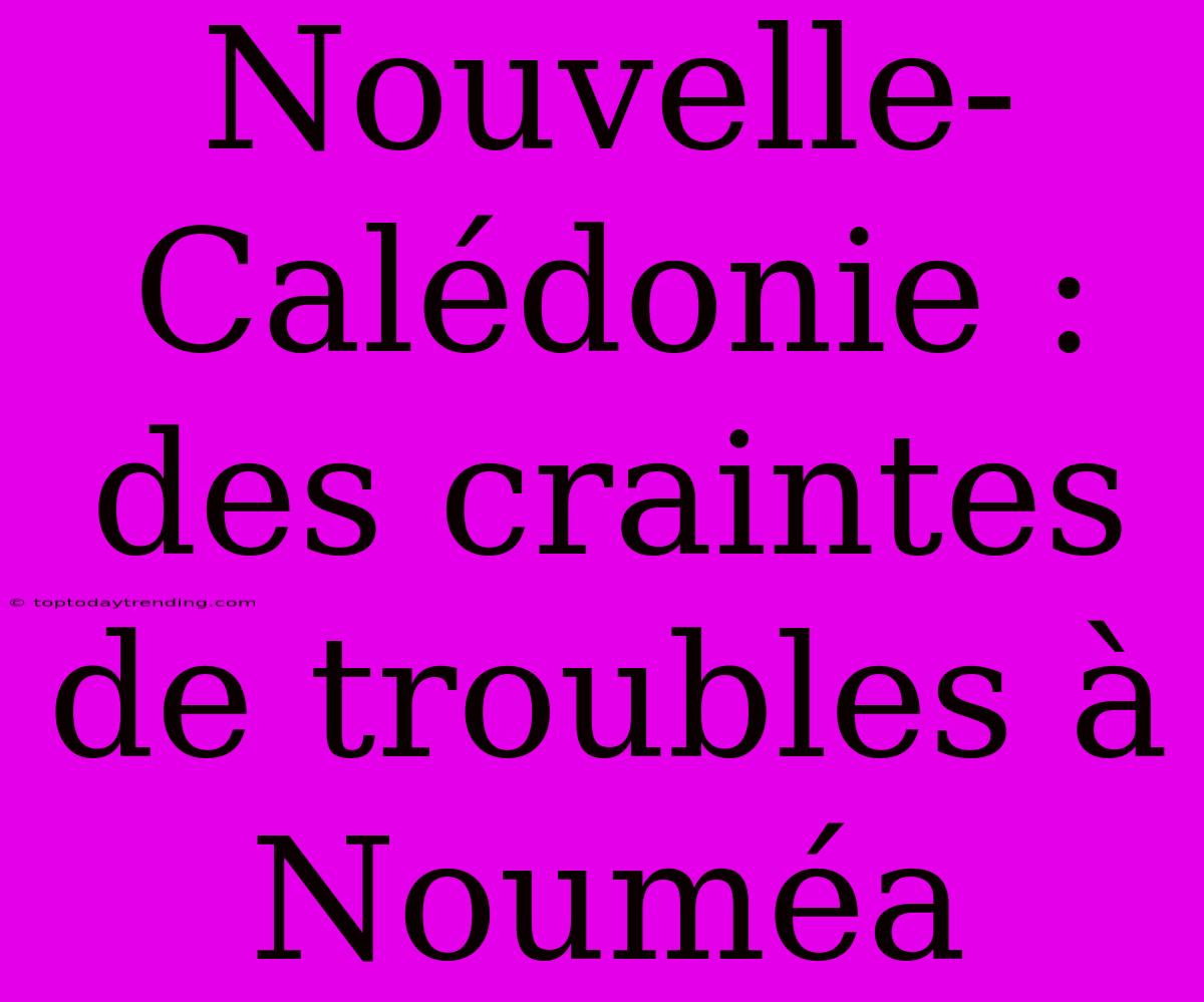 Nouvelle-Calédonie : Des Craintes De Troubles À Nouméa