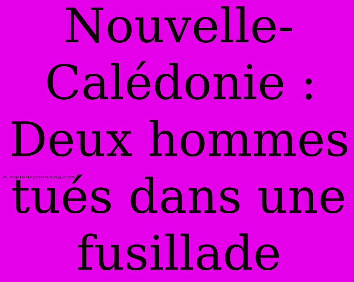 Nouvelle-Calédonie : Deux Hommes Tués Dans Une Fusillade