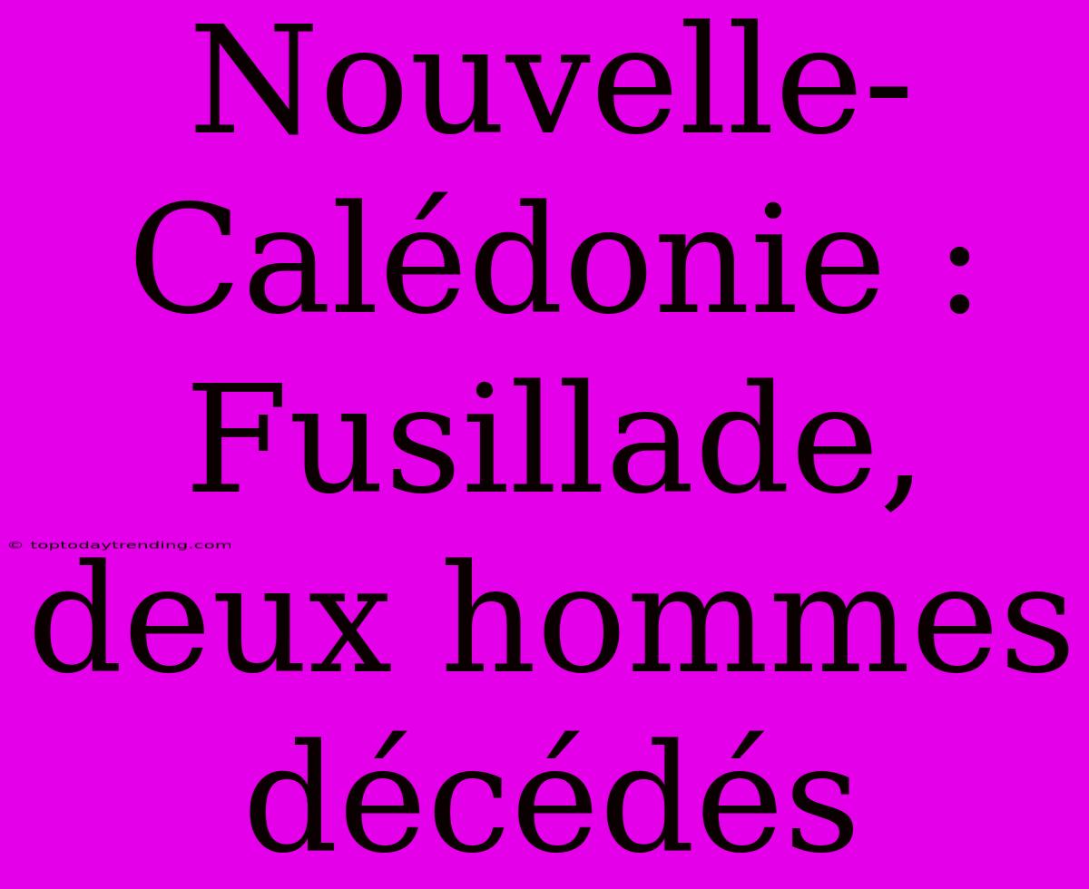 Nouvelle-Calédonie : Fusillade, Deux Hommes Décédés