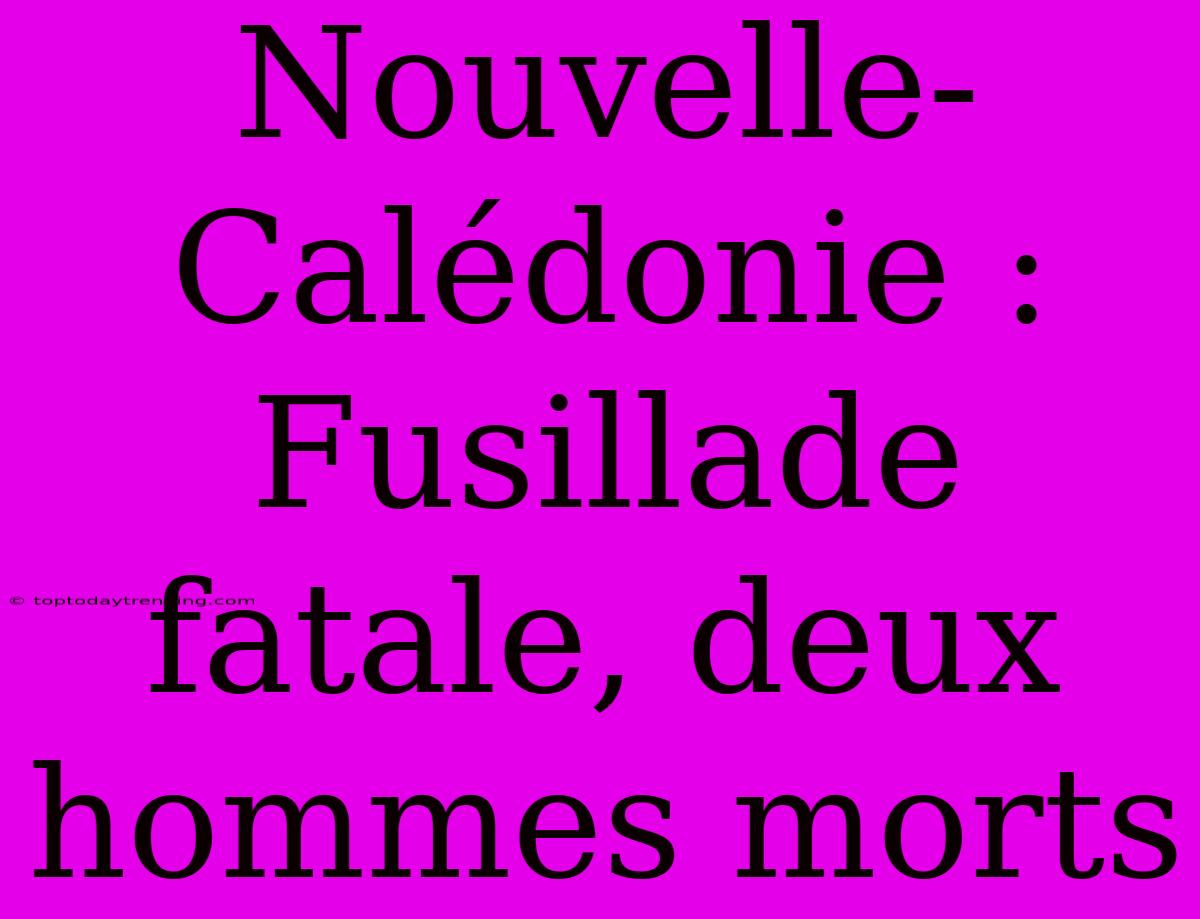 Nouvelle-Calédonie : Fusillade Fatale, Deux Hommes Morts