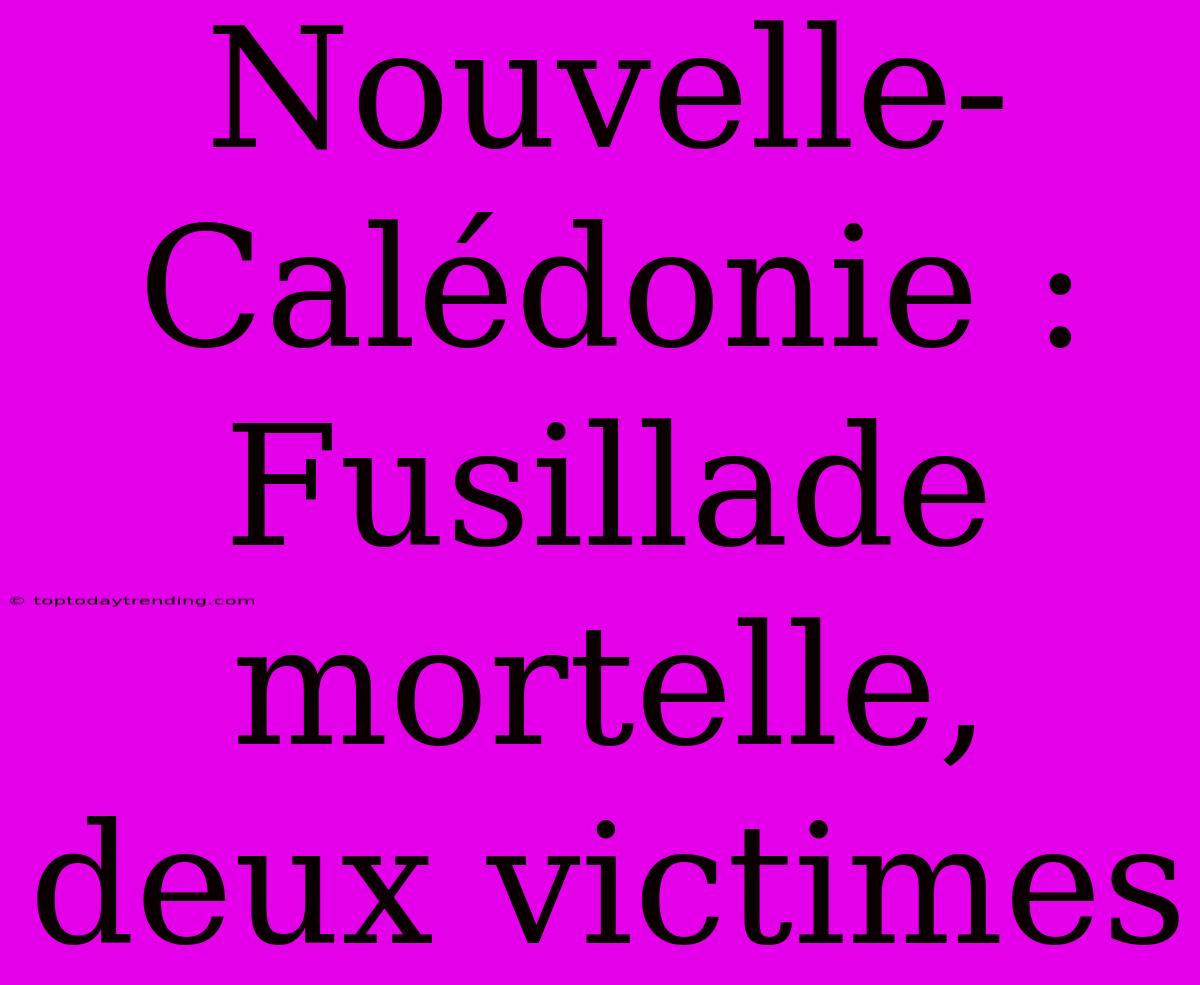 Nouvelle-Calédonie : Fusillade Mortelle, Deux Victimes