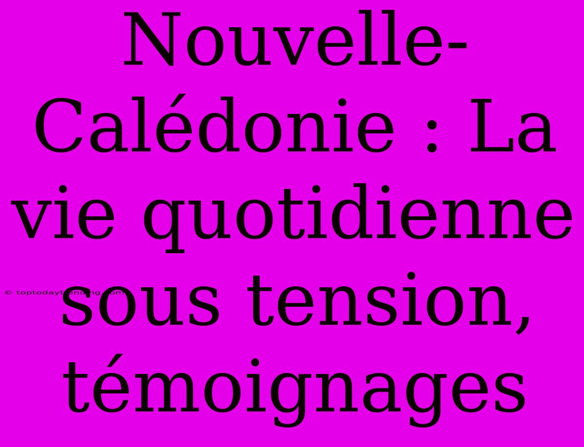 Nouvelle-Calédonie : La Vie Quotidienne Sous Tension, Témoignages