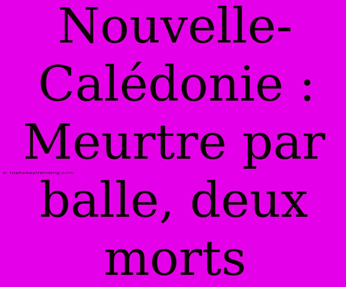 Nouvelle-Calédonie : Meurtre Par Balle, Deux Morts