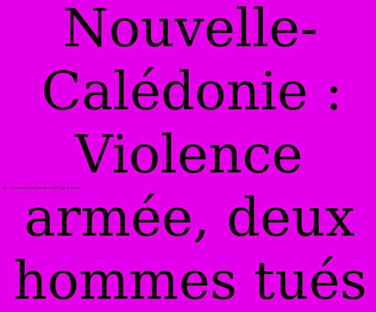 Nouvelle-Calédonie : Violence Armée, Deux Hommes Tués