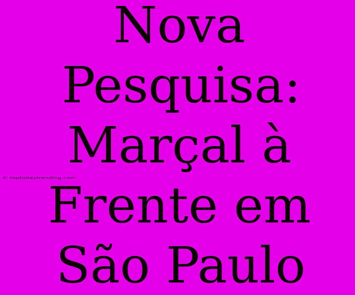 Nova Pesquisa: Marçal À Frente Em São Paulo