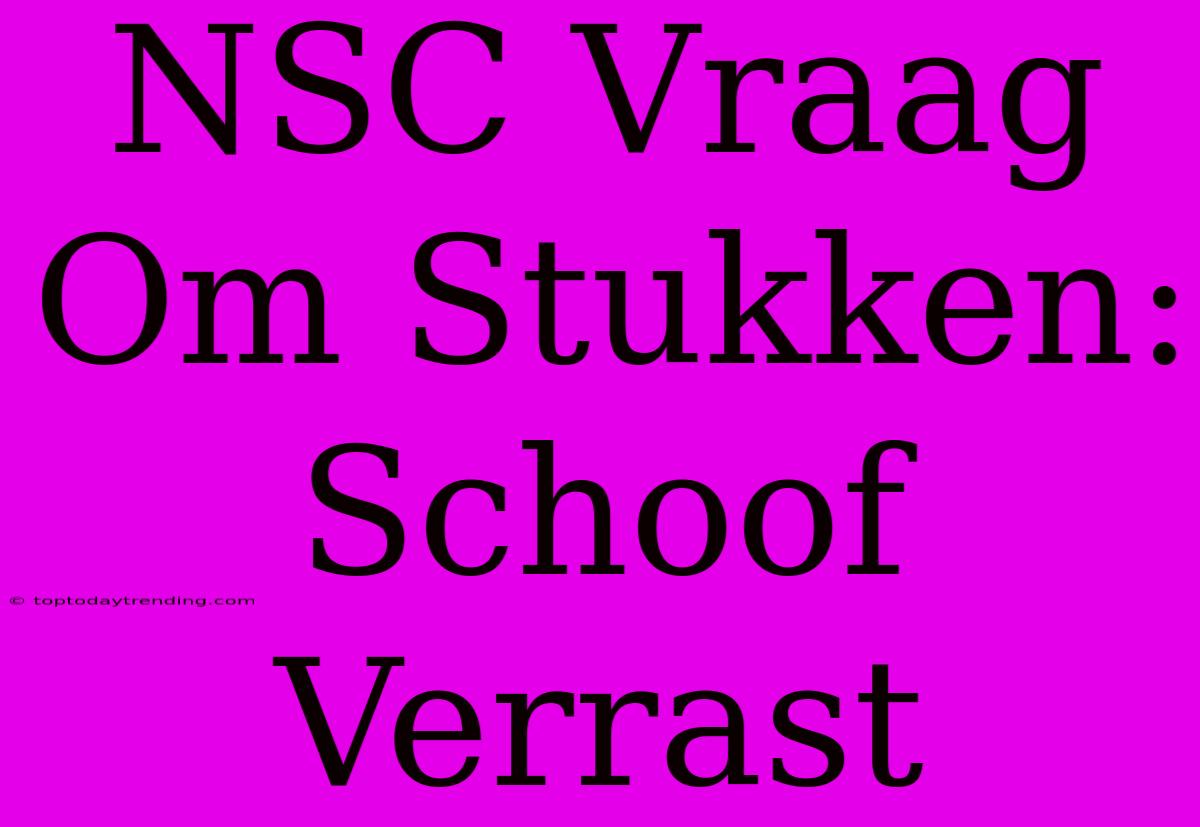 NSC Vraag Om Stukken: Schoof Verrast