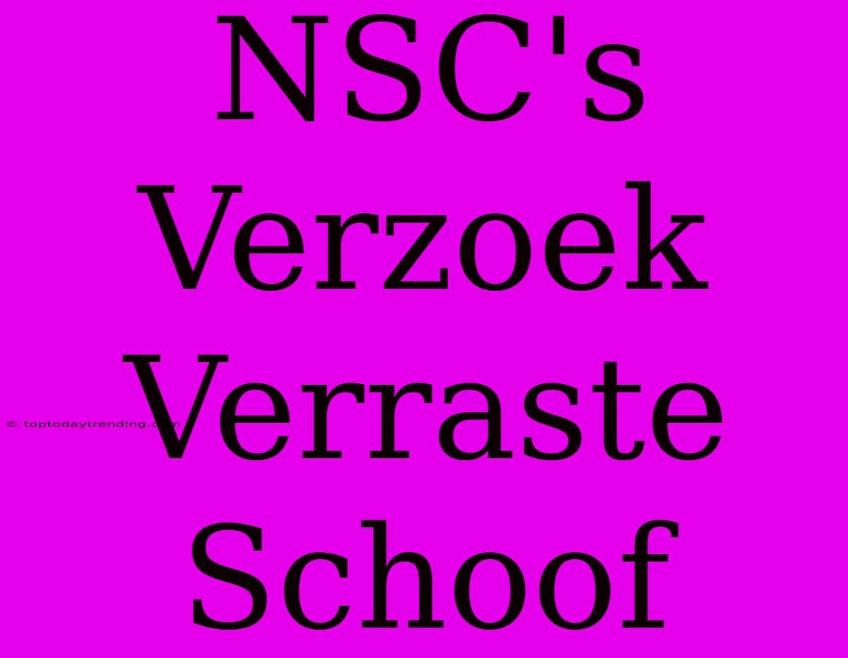 NSC's Verzoek Verraste Schoof